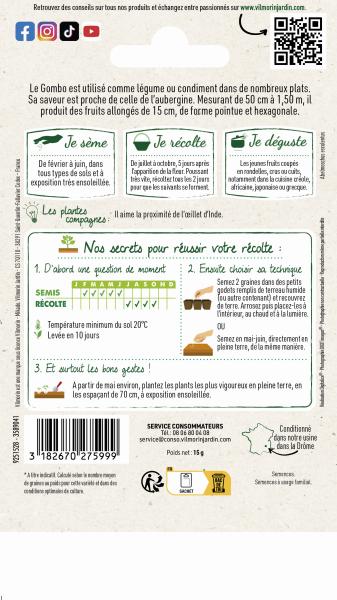 Potagères - Gombo Clemson Spineless - Cuisine du Monde - MEDIA_PACKAGING_VERSO